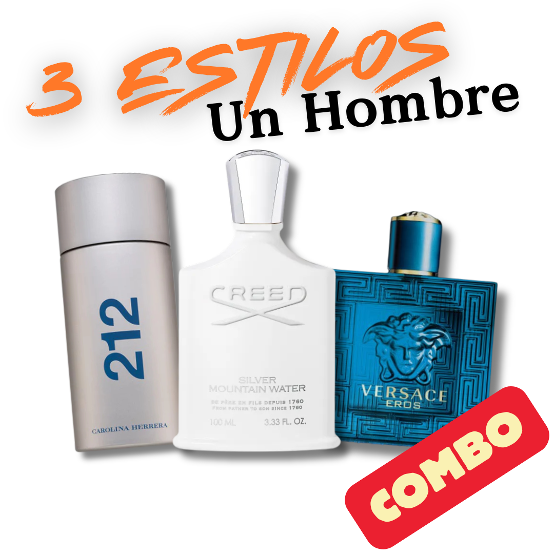 COMBO ESTILOS HOMBRE - 212 NYC, Creed Silver, Eros Versache