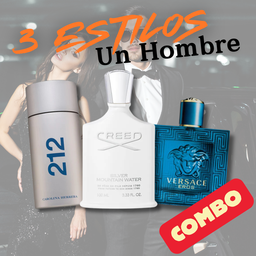 COMBO ESTILOS HOMBRE - 212 NYC, Creed Silver, Eros Versache